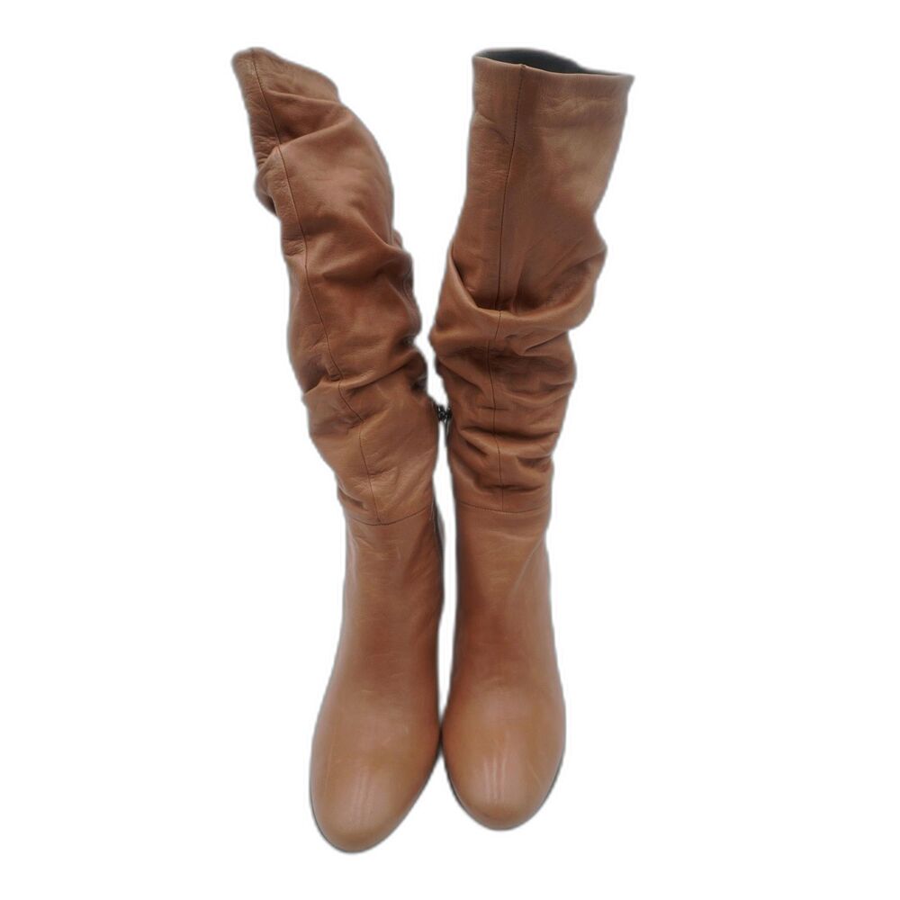 New Ecco Slouchy silhouette Brown Tall Leather Boot Western Chic Stylist Size 40